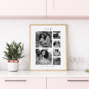 Poster Collage photo moderne Script Monogramme Couples