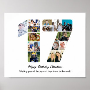 Poster Collage photo numéro 17 pour fête des 17 ans