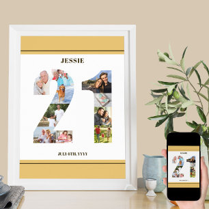 Poster Collage Photo Numéro 21 Neutre 21e Anniversaire