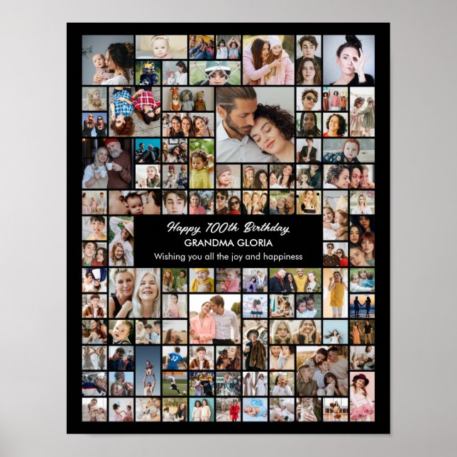 Poster Collage photo personnalisé 100 photos 100ème anniv (Devant)