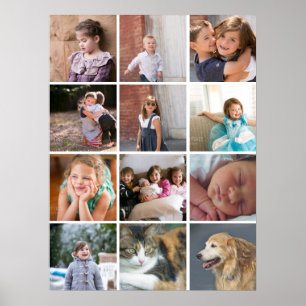 Poster Collage photo personnalisé avec douze photos