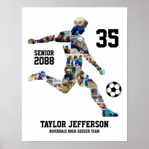 Poster Collage photo personnalisé d'équipe de football se