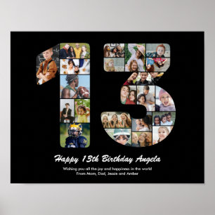 Poster Collage photo personnalisé numéro 13 pour 13e anni