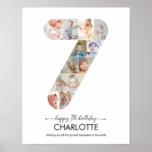 Poster Collage photo personnalisé numéro 7 pour le 7ème a