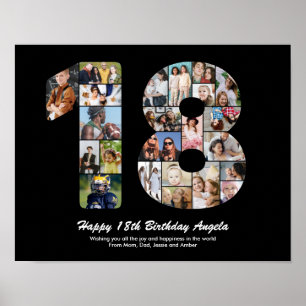 Poster Collage photo personnalisé pour 18ème anniversaire