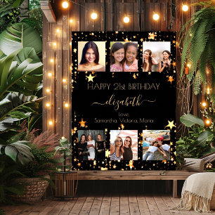 Poster Collage photo personnalisé pour anniversaire noir