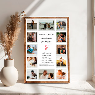 Poster Collage photo personnalisé pour le 30e anniversair