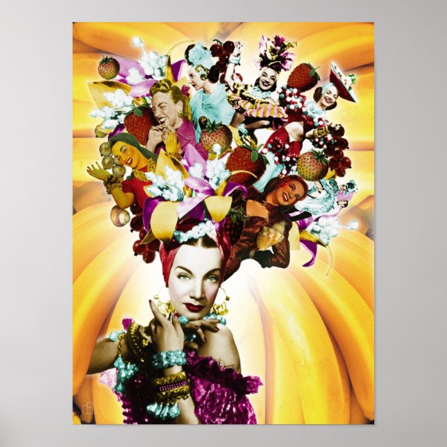 Poster Collage Portrait Carmen Miranda (Devant)