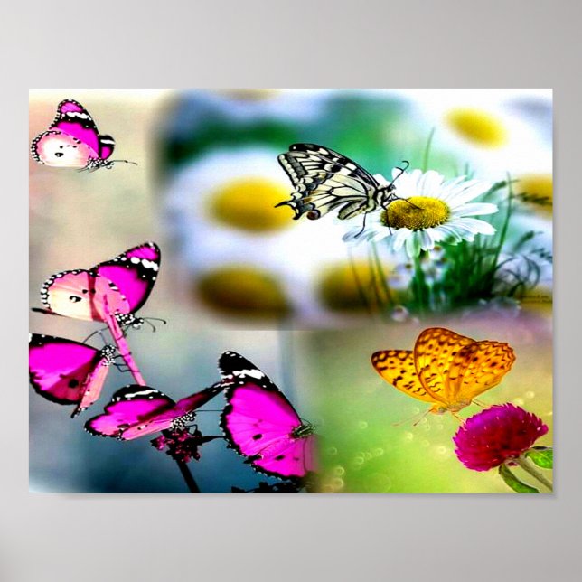 Poster Collage Schmetterling_Pink (Devant)