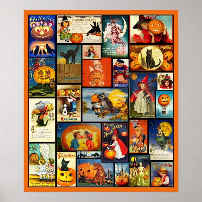 Poster Collage vintage des cartes Halloween (Devant)