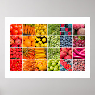 Poster collé de fruits et légumes
