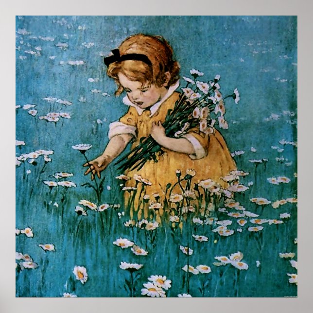 Poster Collecte de marguerites par Jessie Willcox Smith (Devant)