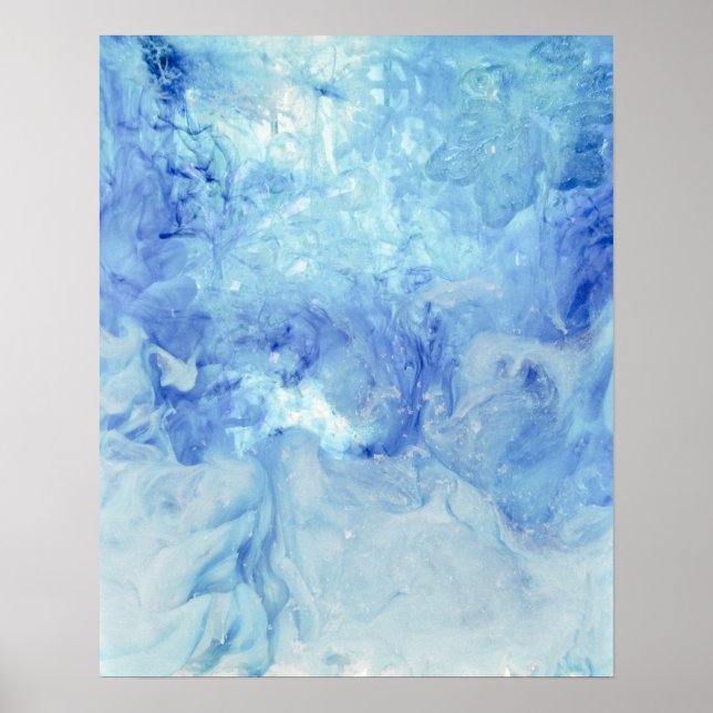 Poster Collection "Blizzard" - abstrait bleu et blanc (Devant)