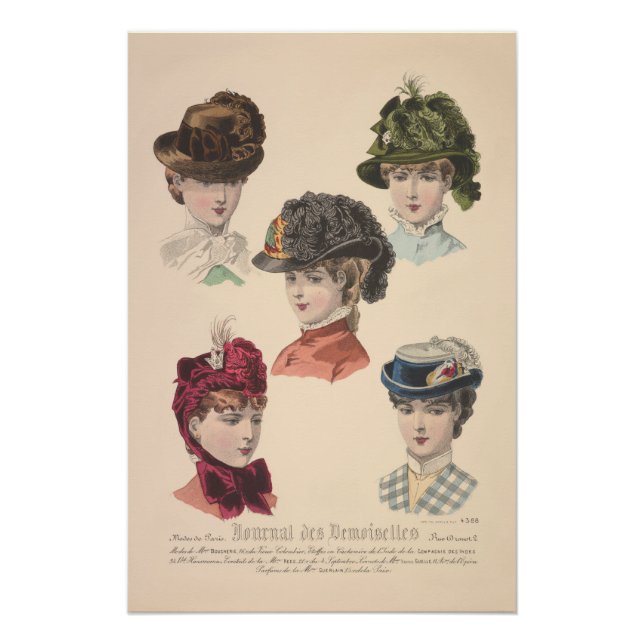 Poster Collection Casquette victorienne Plaque de mode fr (Devant)