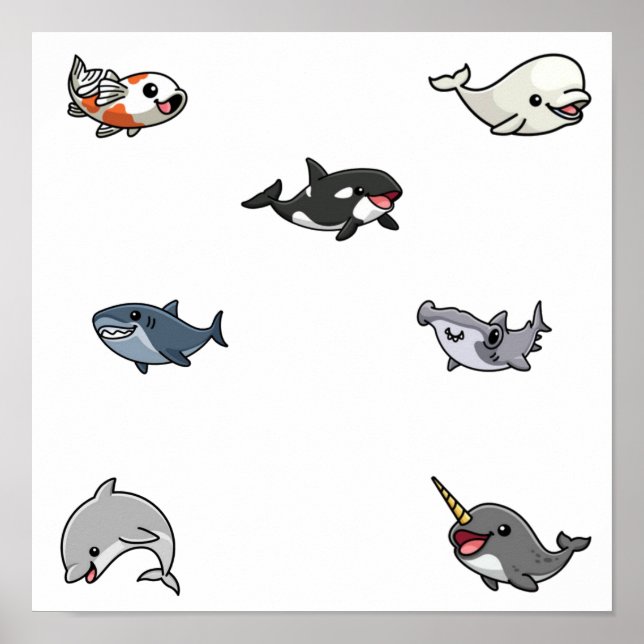 Poster Collection d'animaux de mer (Devant)