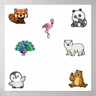 Poster Collection d'animaux sauvages