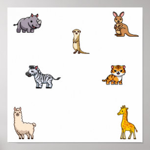 Poster Collection d'animaux sauvages