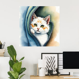Poster Collection de chats d'aquarelle magnifique moderne