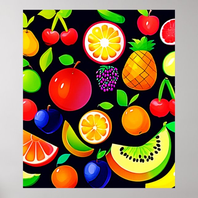 Poster Collection de fruits brillants (Devant)