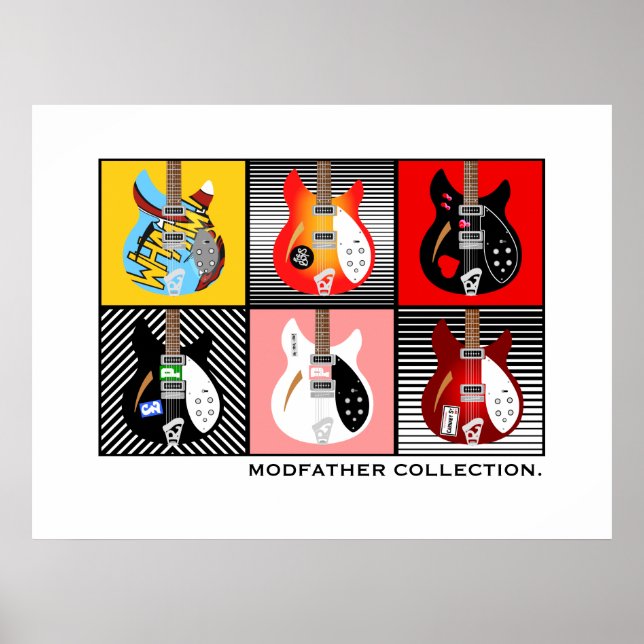 Poster Collection de guitares électriques Mod Brit Pop Ar (Devant)