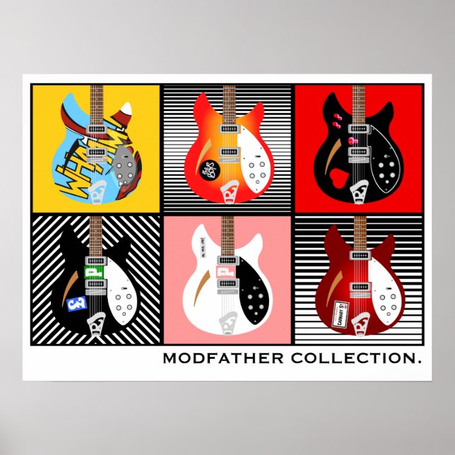 Poster Collection de guitares électriques Mod Brit Pop Ar (Devant)