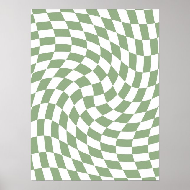 Poster Collection de mariage Vert Sauge à carreaux (Devant)