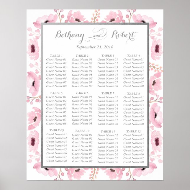 Poster Collection de Mariages floraux rose-printemps (Devant)
