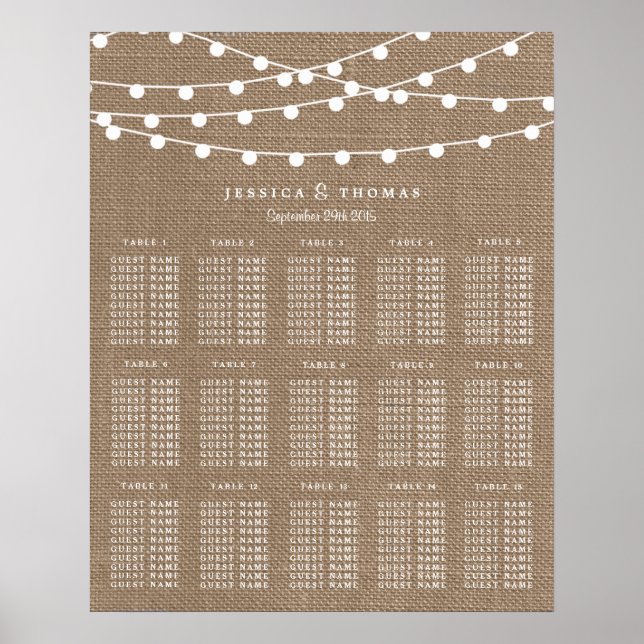 Poster Collection de Mariages Rustic Burlap (Devant)