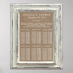 Poster Collection de Mariages Rustic White Frame & Burlap