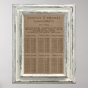 Poster Collection de Mariages Rustic White Frame & Burlap