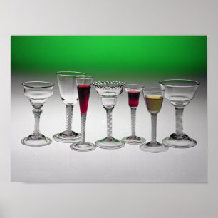 Poster Collection de verres de vin de tiges de torsion