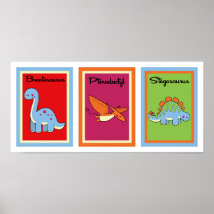 Poster Collection d'oeuvres murales de dinosaures 5X7
