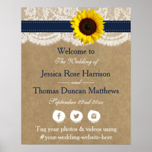 Poster Collection Rustique de Mariages de tournesol Kraft