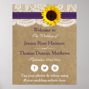 Poster Collection Rustique de Mariages de tournesol Kraft