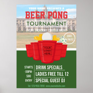 Poster College Beer Pong Tournament ajouter logo et photo