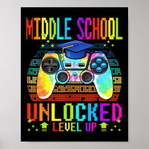 Poster collège Déverrouillé Niveau Haut Gamer Retour à Sc