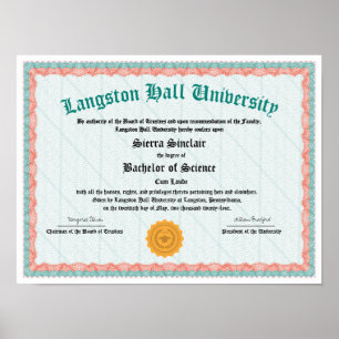 Poster Collège d'honneur ou diplôme universitaire répliqu