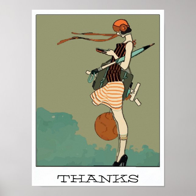 Poster College Girl Texting, MERCI (Devant)