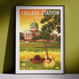 Poster College Station Texas vintage