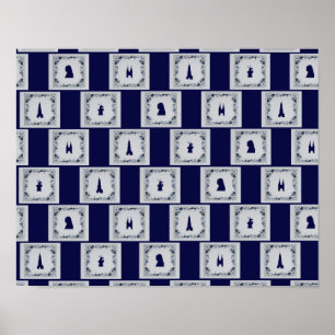 Poster Coller les tuiles bleues Delft