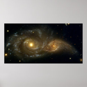 Poster Colliding Galaxies NGC 2207 IC 2163 by the Hubble
