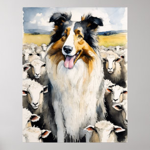 Poster Collie - Art Chien Imprimer
