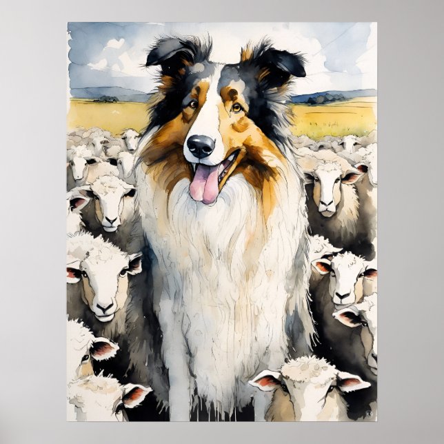 Poster Collie - Art Chien Imprimer (Devant)