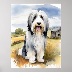 Poster Collie hérissée - Art Chien Imprimer