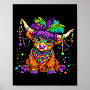 Poster Collier de Mardi Gras de vache des Highlands drôle