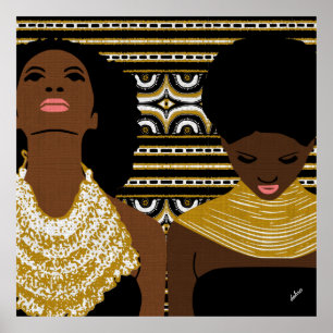 Poster collier tribal or   Cheveux naturels   Femme noire