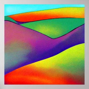 Poster Collines arc-en-ciel audacieuses
