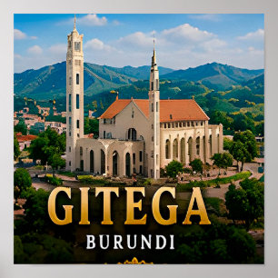 Poster Collines vertes de Gitega et patrimoine burundais