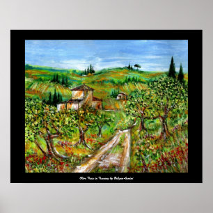 Poster Collines vertes et oliviers Paysage de Toscane
