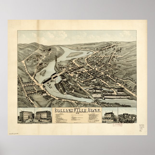 Poster Collinsville Connecticut 1878 Antique Panoramique  (Devant)